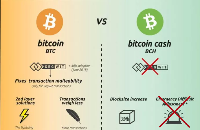 Sự khác biệt giữa Bitcoin Cash và Bitcoin 